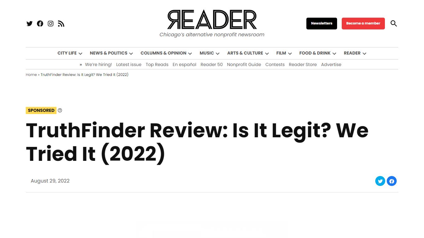 TruthFinder Review: Is It Legit? We Tried It (2021) - Chicago Reader